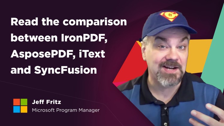 Jeff Fritz leads a C# PDF Library comparison between IronPDF, AsposePDF, iText and SyncFusion