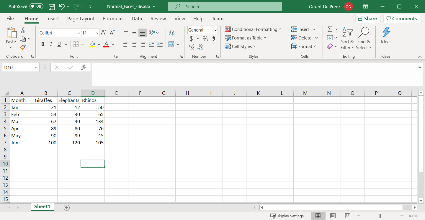 Normal Excel data to be exported to CSV