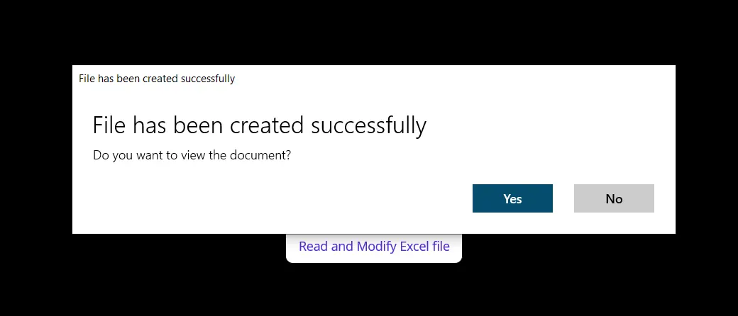Read, Create, and Edit Excel Files in .NET MAUI, Figure 2: Create Excel Popup