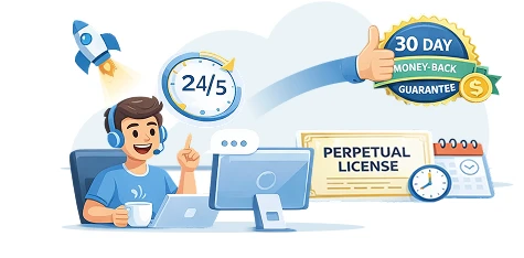 Perpetual license & 24/5 support